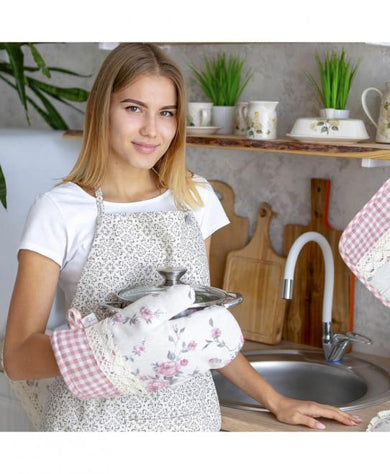 Кухонна рукавиця Bella Троянди/Рожева клiтинка ПРОВАНС, 33х16см 013537