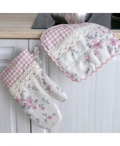 Кухонна рукавиця Bella Троянди/Рожева клiтинка ПРОВАНС, 33х16см 013537