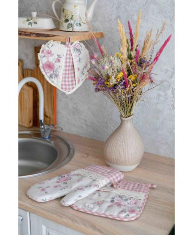 Кухонна прихватка серце Bella Троянди/Рожева клiти ПРОВАНС, 19х19см 013525