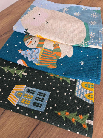 Новорічний вафельний рушник Зимові хатинки ПРОВАНС, 45х60 см 042986