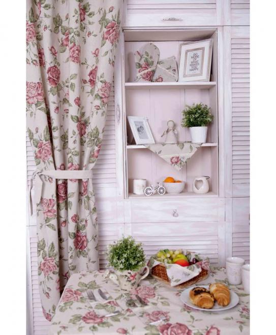 Подушка-серце Large pink rose з мереживом Прованс 35х35 см