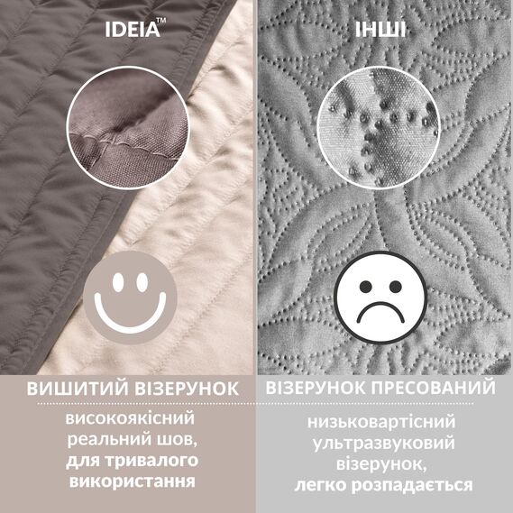 Покривало IDEIA з подушками з вишивкою, 220х240 см