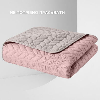 Покривало на ліжко 220х240 см Warmis двостороннє, міцне стьобання тканини, антиалергенне волоконо пудра/сірий