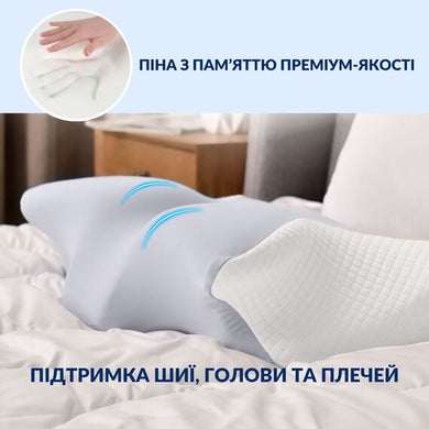 Подушка ортопедична ErgoSleep 61х34х12 см IDEIA анатомічна з ефектом пам'яті для сну на боці, спині та
