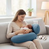 Подушка для годування диванчик 60х70х16 см бавовна антиалергенна, для зручності мами, з блискавкою м'ята