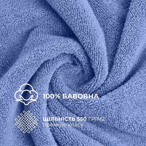 Набір рушників 6 шт 30х30 см махрові пл 550 нутаральна бавовна, серветка, рушник синій