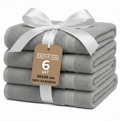Набір рушників 6 шт 30х30 см махрові пл 550 нутаральна бавовна, серветка, рушник сирій