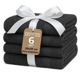 Набір рушників 6 шт 30х30 см махрові пл 550 нутаральна бавовна, серветка, рушник т/сірій