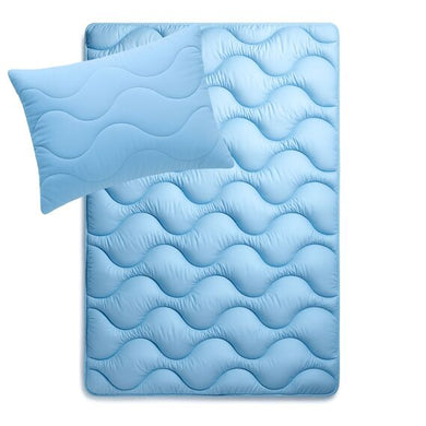 Набір постільний NordicBlue полуторний IDEIA ковдра 140х210 і подушка 50х70 блакитний антиалергенний, штучний пух