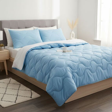 Набір постільний NordicBlue євро IDEIA ковдра 200х220 і 2 шт подушка 50х70 блакитний антиалергенний, штучний пух