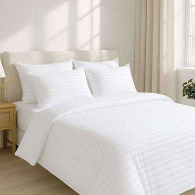 Комплект постільної білизни IDEIA євро 200х220 сатин бавовна преміумстрайп білій