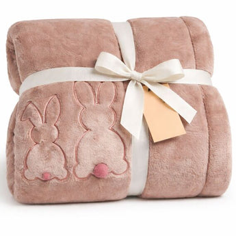 Плед покривало велсофт 170х210 см суперм'який із вишивкою пудра