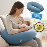 Подушка для вагітних і годування 30х190 см SeiDesign трикотаж гіпоалергенна, наволочка з бавовни на змійці м'ята