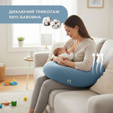 Подушка для вагітних і годування SeiDesign U-форма 30×190 см трикотаж антиалергенна - м'ята