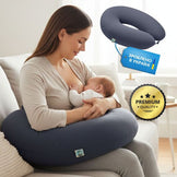 Подушка для вагітних і годування 30х190 см SeiDesign трикотаж гіпоалергенна, наволочка з бавовни на змійці т/сир