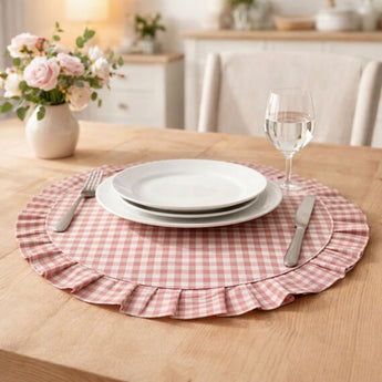 Набір серветок 2 шт. з оборкою IDEIA, 30 см, бавовна, для дому, кафе, для сервірування столу пудра