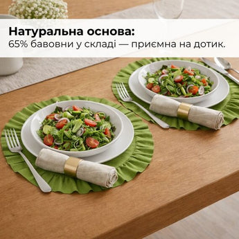 Набір серветок 2 шт. з оборкою IDEIA, 30 см, бавовна, для дому, кафе, для сервірування столу салат
