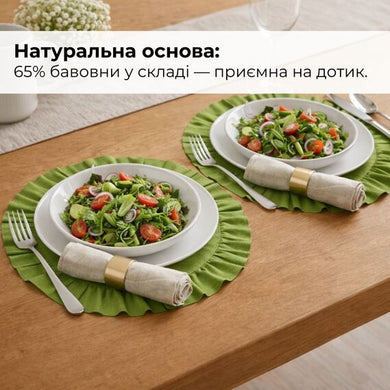 Набір серветок 2 шт. з оборкою IDEIA, 30 см, бавовна, для дому, кафе, для сервірування столу салат