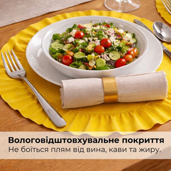 Набір серветок 2 шт. з оборкою IDEIA, 30 см, бавовна, для дому, кафе, для сервірування столу жовтий
