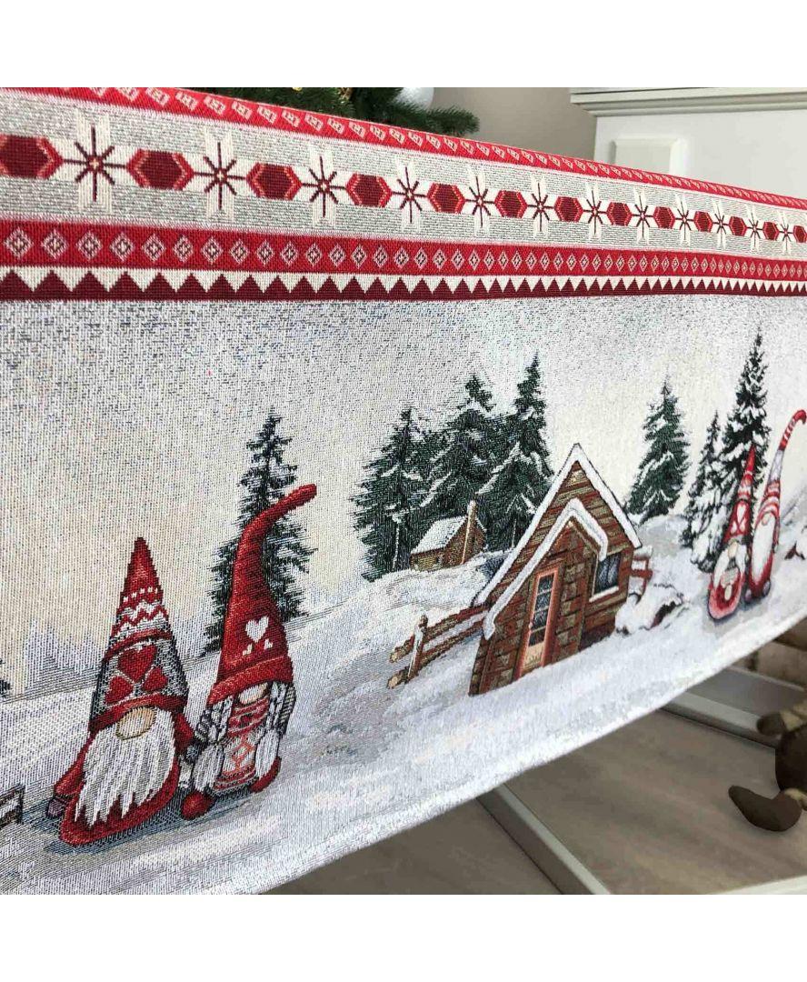 Гобеленова скатертина новорiчна Snowfall ПРОВАНС, 95x100cм 023410