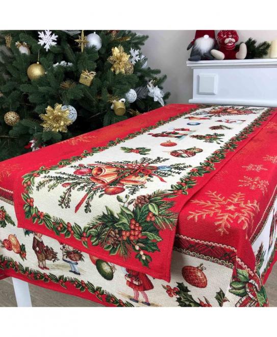Гобеленова скатертина новорічна Свято Прованс, 130х140 см