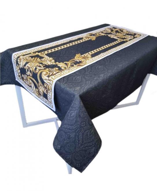 Гобеленова скатертина на стiл Baroque Black ПРОВАНС, 136х300см 025788
