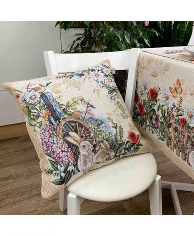 Гобеленова наволочка Alicia колесо та кролики ПРОВАНС, 45х45см 021674