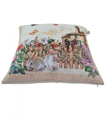 Гобеленова наволочка Alicia хатинка та кролики ПРОВАНС, 45х45см 021816