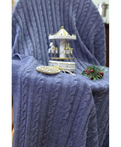 В'язаний плед коси SOFT синiй меланж ПРОВАНС, 140х180см 011682