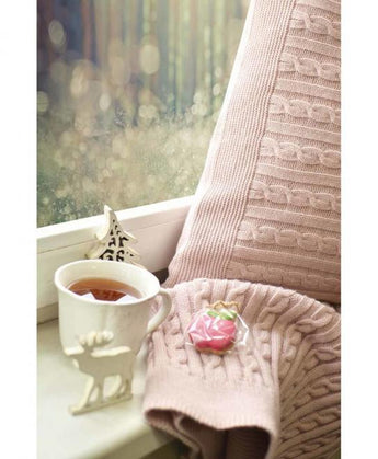 В'язане покривало на ліжко пудра ПРОВАНС, 220х240см 013908