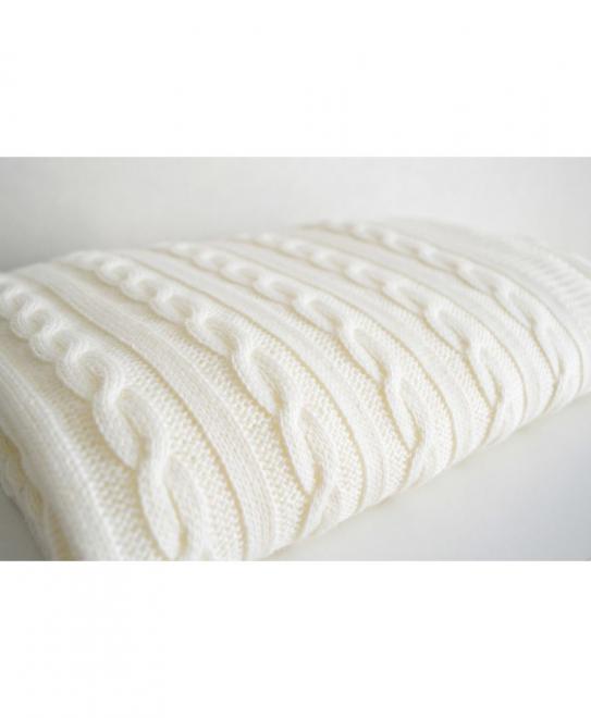 В'язаний плед коси Soft молочний Прованс, 140х180 см