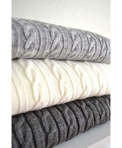 В'язаний плед коси SOFT молочний ПРОВАНС, 140х180см 011768