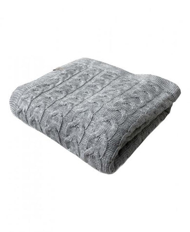 В'язаний плед Глорiя коси Сiрий ПРОВАНС, 140х180см 014729