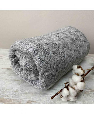 В'язане покривало Глорія коси сіре ПРОВАНС, 190х220см 021227