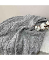 В'язаний плед Глорiя коси Сiрий ПРОВАНС, 140х180см 014729