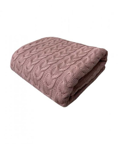 В'язаний плед Глорiя коси Попiл троянди ПРОВАНС, 140х180см 014493