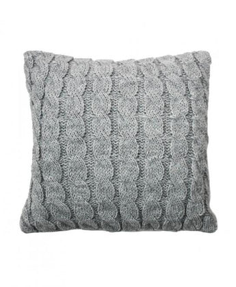Декоративна подушка в'язана Коси сіра ПРОВАНС, 33х33см 027425