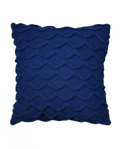Декоративна подушка в'язана Хвилі синя ПРОВАНС, 33х33см 027422