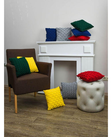 Декоративна подушка в'язана Хвилі зелена ПРОВАНС, 33х33см 027424