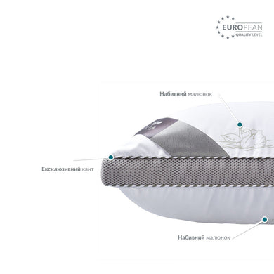 Подушка для сну Classica Soft 3D трикамерна з аналогом лебединого пуха ТМ IDEIA 50х70 см лебеді 