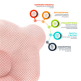 Подушка дитяча ортопедична Ведмедик ТM PAPAELLA для немовлят 20х27х5 см пудра