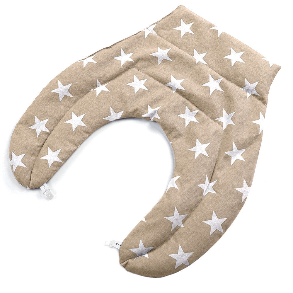 Грілка-компрес U-подібна з пшеницею 44×46 см, warming neck pillow IDEIA зірка біла на сіро/беж