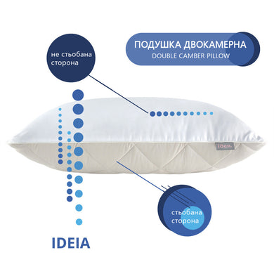 Подушка для сну Double Chamber двокамерна ТМ IDEIA 50х70 см св.сірий/біла 