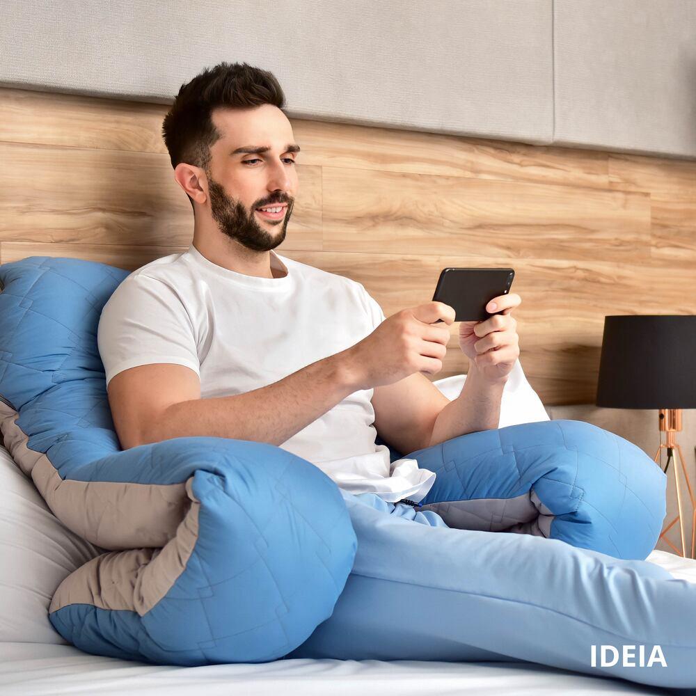 Подушка для вагітних IDEIA П-форма СТЬОБАНА 140×75×20 см - синя/св.сіра