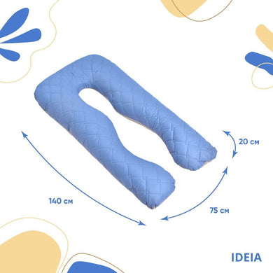 Подушка П-подібна для сну та відпочинку стьобана IDEIA 140х75х20 см, U-shape, з наволочкою на блискавці, антиалергенна 