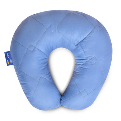 Подушка рогаток 32х32 см Travel IDEIA для подорожей для шиї та голови дорожній антиалергенний джинс/св.сірій