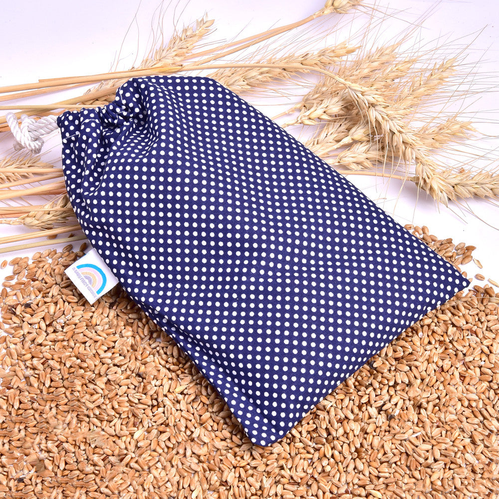 Подушка-грілка з пшеницею 15×23 см, warming pillow для тепла та релаксу IDEIA горошок синій