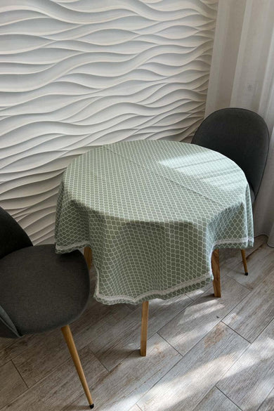 Скатертина з мережкою Вензель верде ПРОВАНС, 134х180см 016285