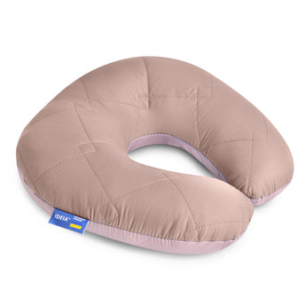 Подушка рогаток 32х32 см Travel IDEIA для подорожей для шиї та голови дорожній антиалергенний пудра/беж