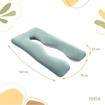 Подушка U-shape IDEIA + 2 двосторонні наволочки м'ята/біла — комплект для вагітних